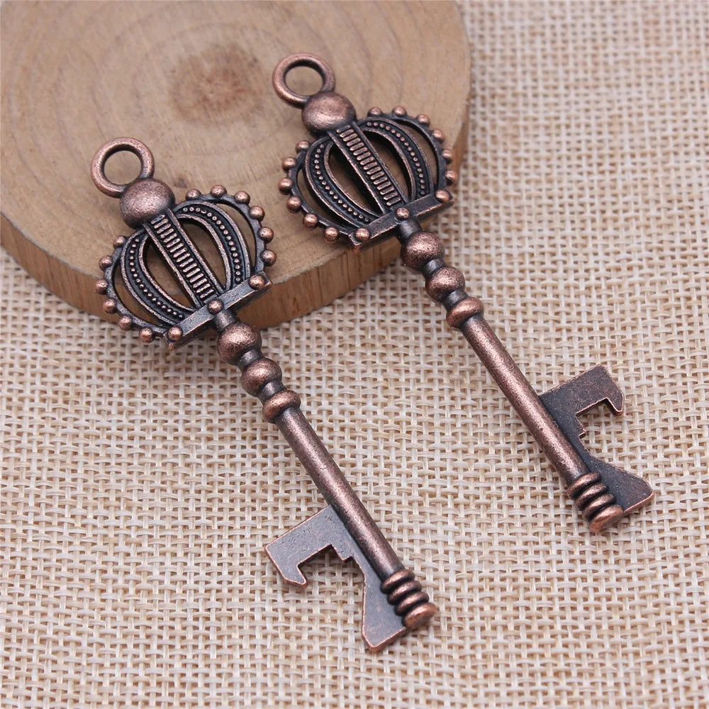 23x73mm 9g Multicolor Zinc Alloy Crown Key Bottle Opener Charm Pendant for DIY Jewelry Making