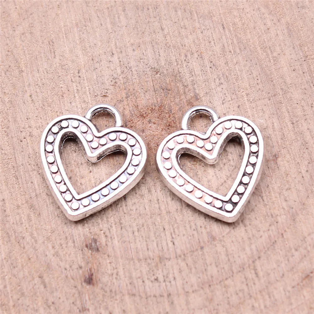 15x13mm 1g Antique Silver Zinc Alloy Heart Charm Pendant for DIY Necklace Bracelet Jewelry Making
