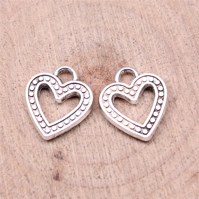 15x13mm 1g Antique Silver Zinc Alloy Heart Charm Pendant for DIY Necklace Bracelet Jewelry Making