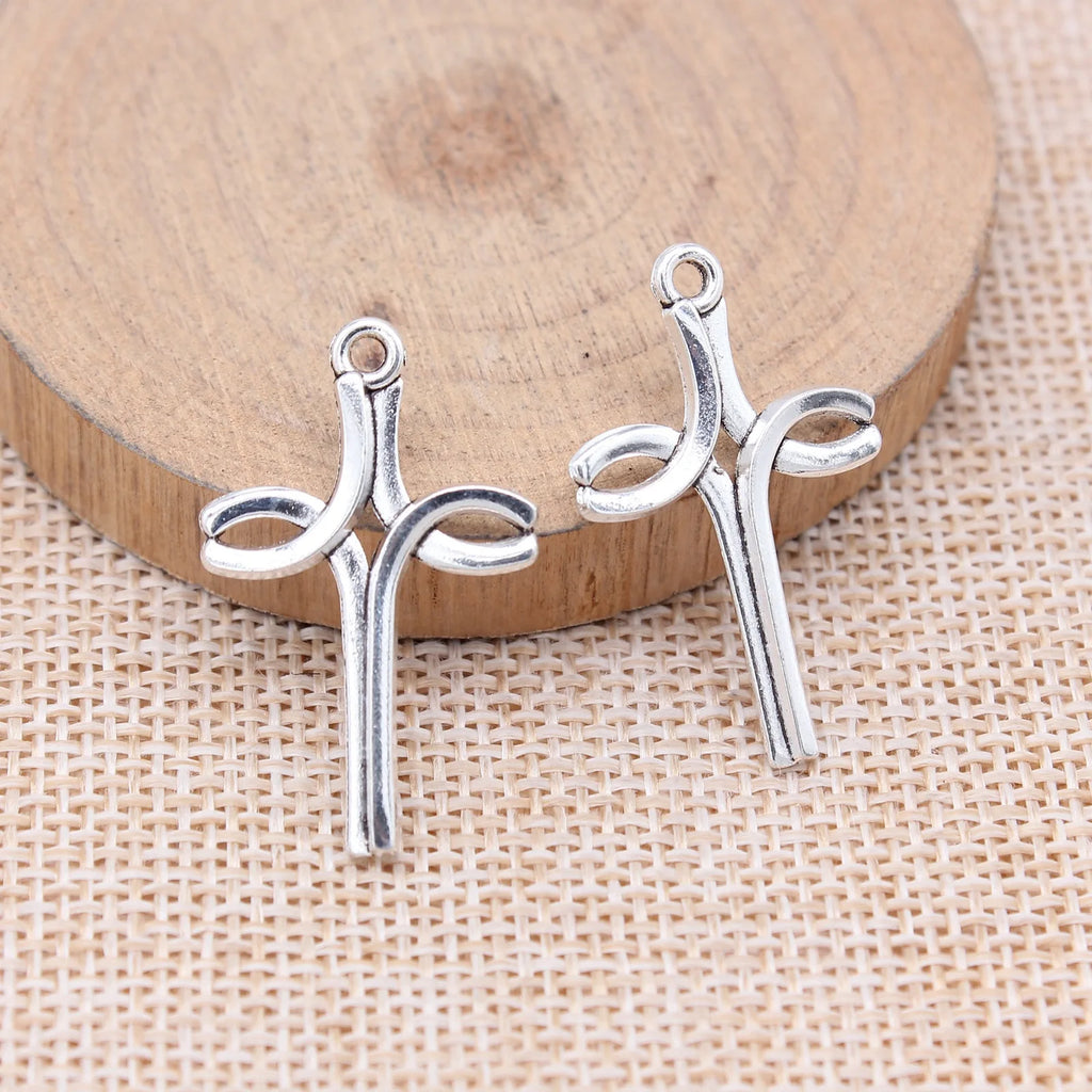 31x19mm 1.3g Multicolor Zinc Alloy Curved Cross Charm Pendant for DIY Necklace Bracelet Making