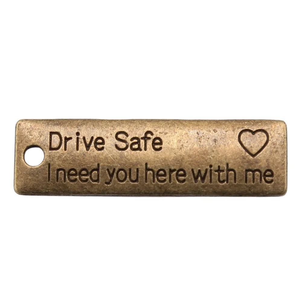 34x10mm 2.7g Multicolor Zinc Alloy Drive Safe Letter Plaque Charm Pendant for Bracelet Keychain Making