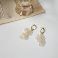 14K Gold Plated Natural Shell Heart Drop Earrings, Korean Handmade Asymmetric AB Casual Jewelry