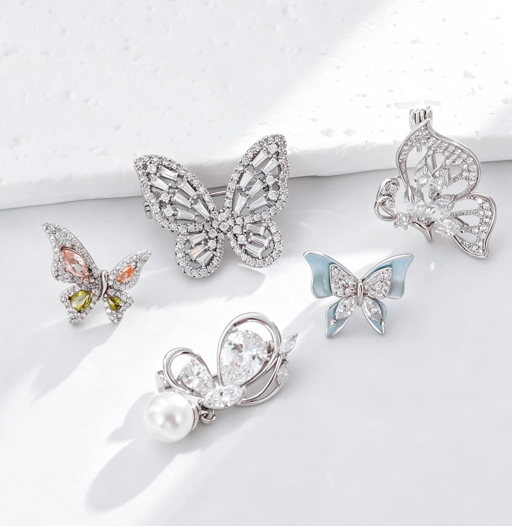 Light Luxury Butterfly Dragonfly Brooch, Copper Zircon Mother Of Pearl Lapel Pin Corsage Suit Accessory Gift
