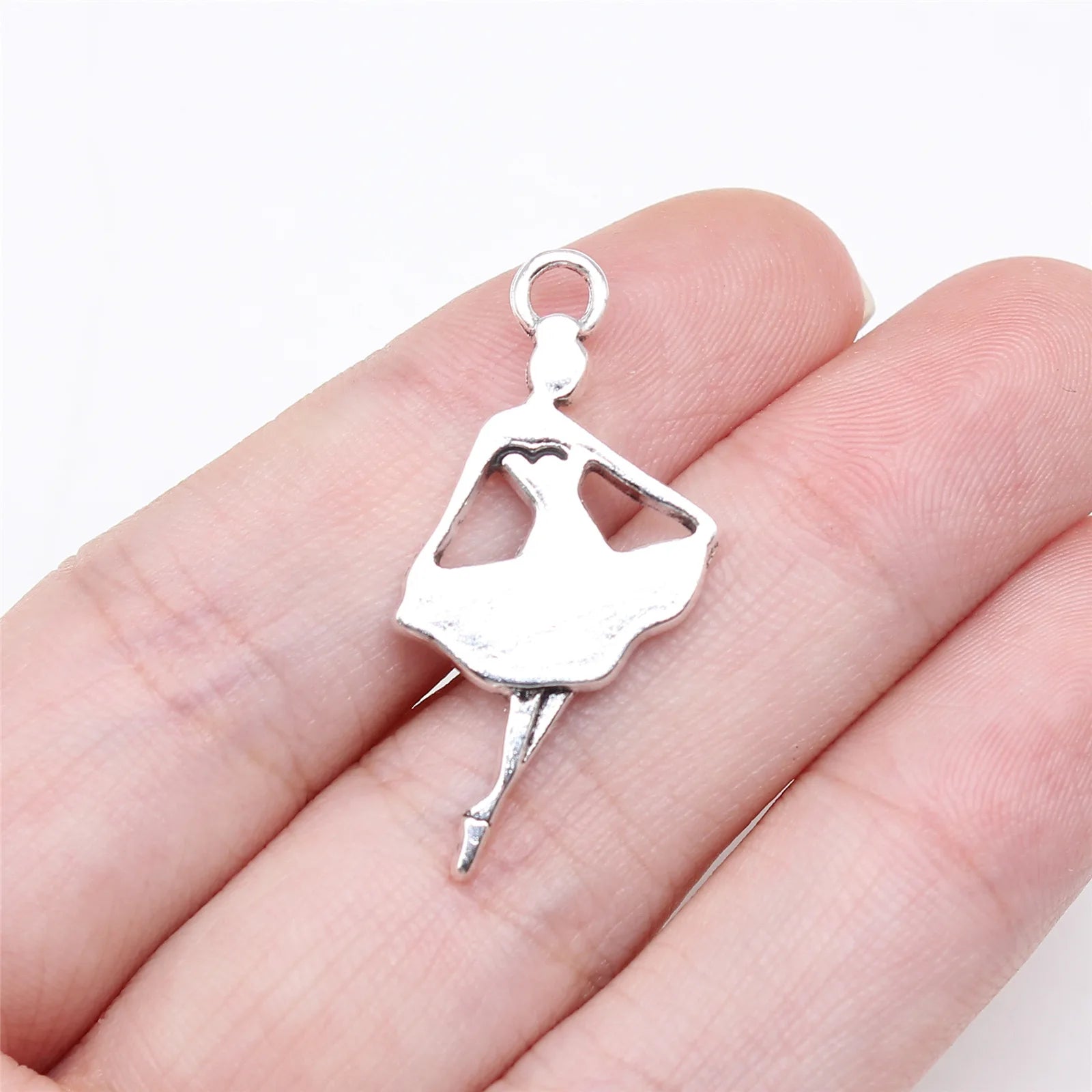 32x15mm 1.9g Antique Silver Zinc Alloy Ballet Dancer Charm Pendant for DIY Necklace Bracelet Making