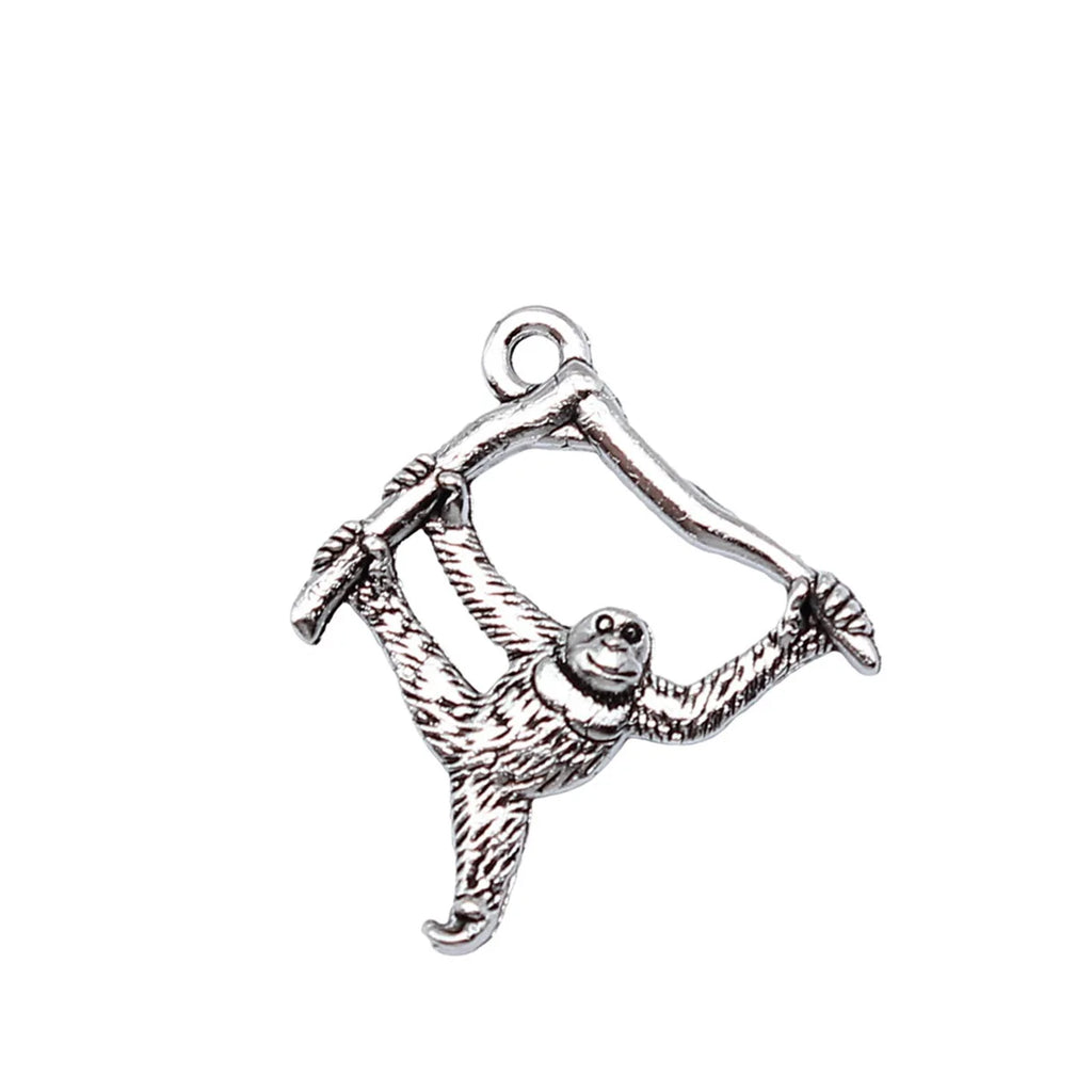 20x23mm 1.2g Antique Silver Tone Zinc Alloy Monkey Charm Pendant for DIY Necklace Bracelet Jewelry