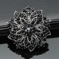 Luxury Full Rhinestone Crystal Bauhinia Flower Brooch, Alloy Lapel Pin Corsage For Women Suit Accessory
