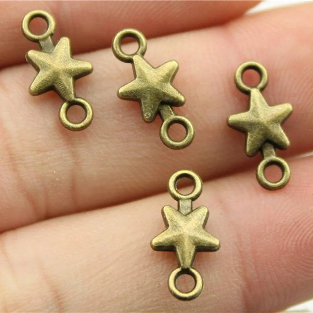 15x7mm 0.5g Multicolor Zinc Alloy Star Connector Charm for DIY Necklace Bracelet Earring Making