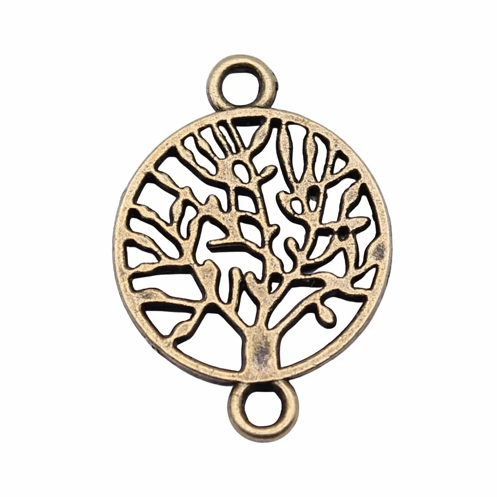 23x16mm 1.2g Multicolor Zinc Alloy Tree of Life Connector Charm for DIY Bracelet and Necklace Making