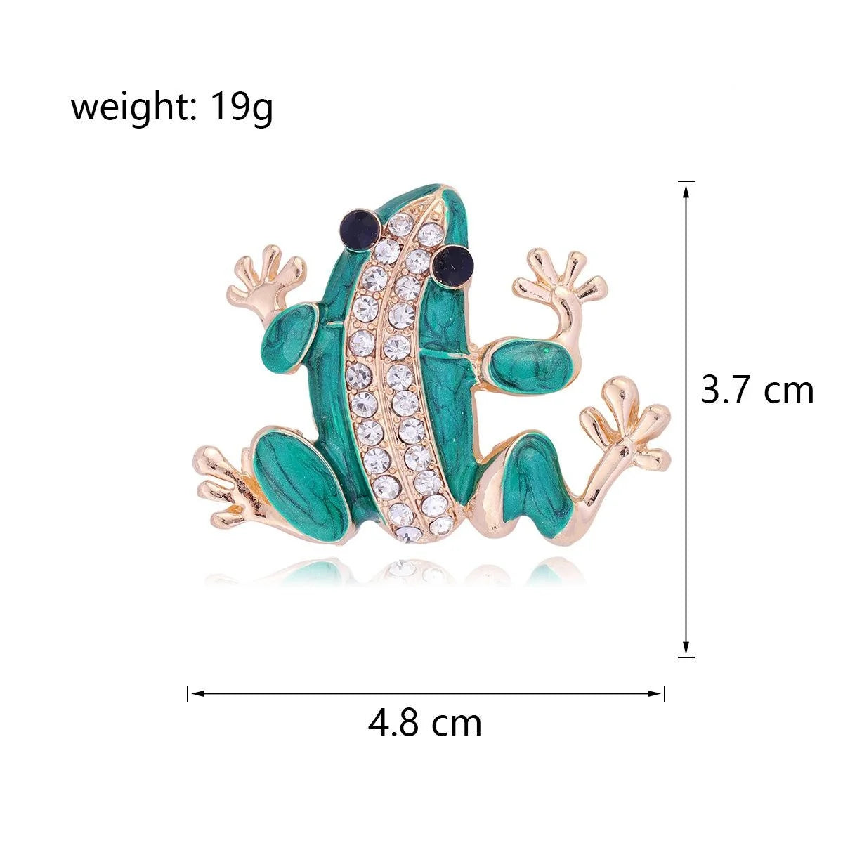 Cute Green Enamel Frog Brooch With Rhinestones, Gold Tone Alloy Lapel Pin Corsage Suit Accessory Gift