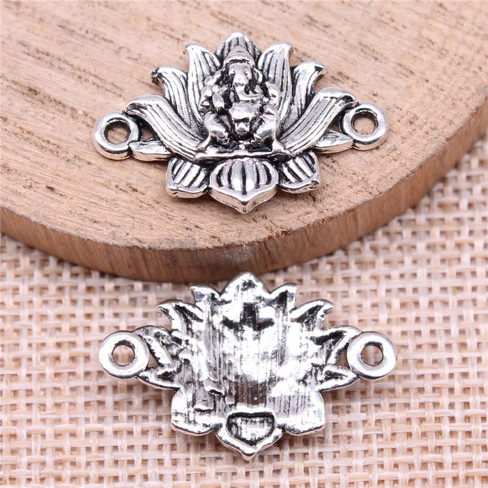 26x17mm 2.1g Antique Silver Zinc Alloy Elephant Lotus Connector Charm for DIY Bracelet Jewelry Making