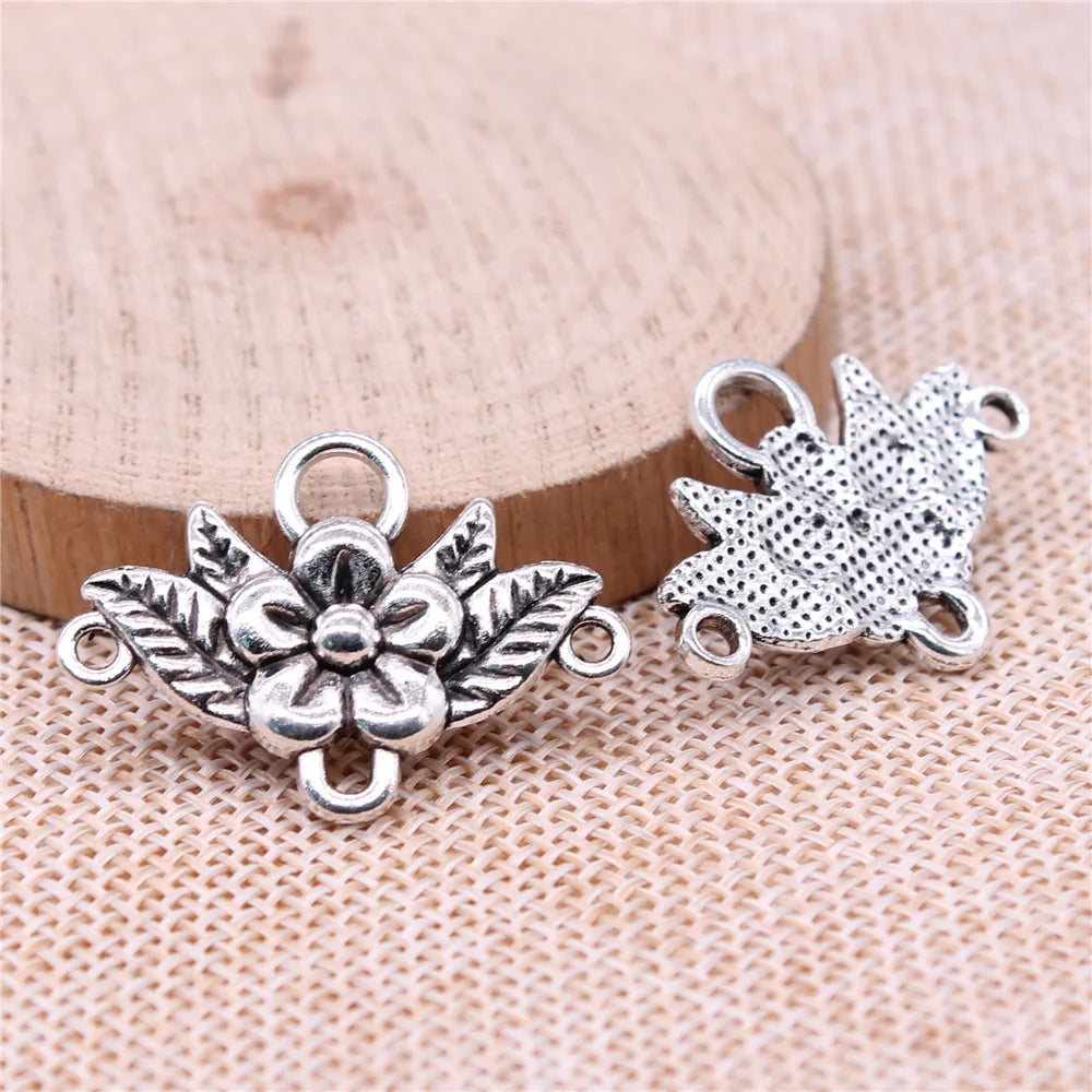 32x23mm 3.21g Multicolor Zinc Alloy Flower Leaf Connector Charm Pendant for DIY Earrings Jewelry Making