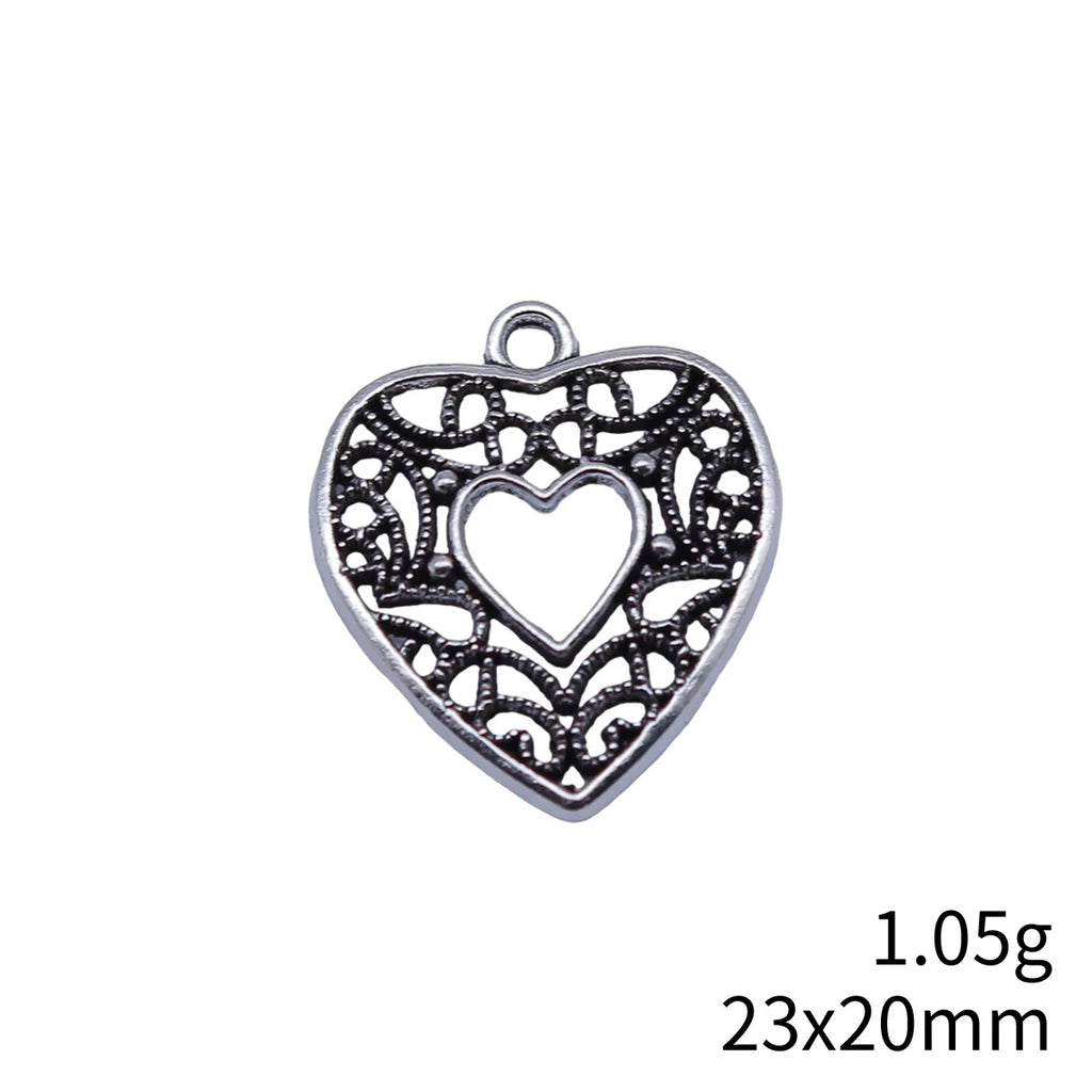 23x20mm 1.05g Antique Silver Zinc Alloy Hollow Heart Charm Pendant for Necklace Bracelet DIY Jewelry