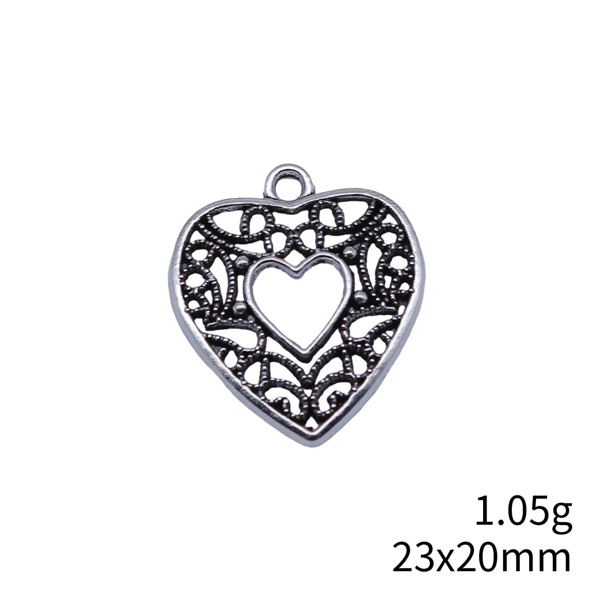 23x20mm 1.05g Antique Silver Zinc Alloy Hollow Heart Charm Pendant for Necklace Bracelet DIY Jewelry