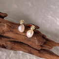 Baroque Irregular Freshwater Pearl Stud Earrings 14K Gold Plated Minimalist Jewelry