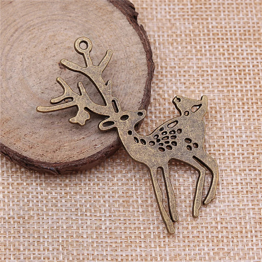 60x47mm 8.2g Multicolor Zinc Alloy Deer Charm Pendant for Animal Theme DIY Necklace Jewelry Making