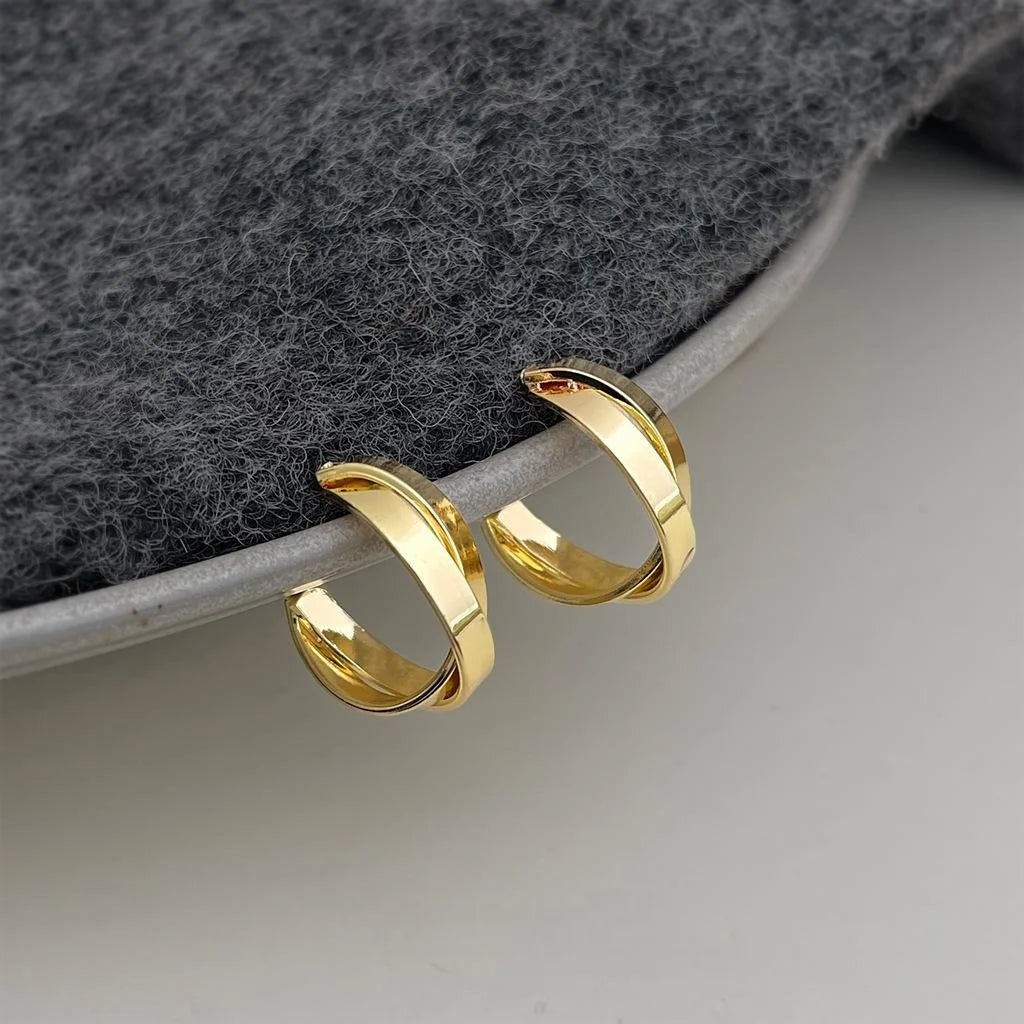Eco-Friendly Copper Minimalist Cross Circle Geometric Hoop Earrings For Women