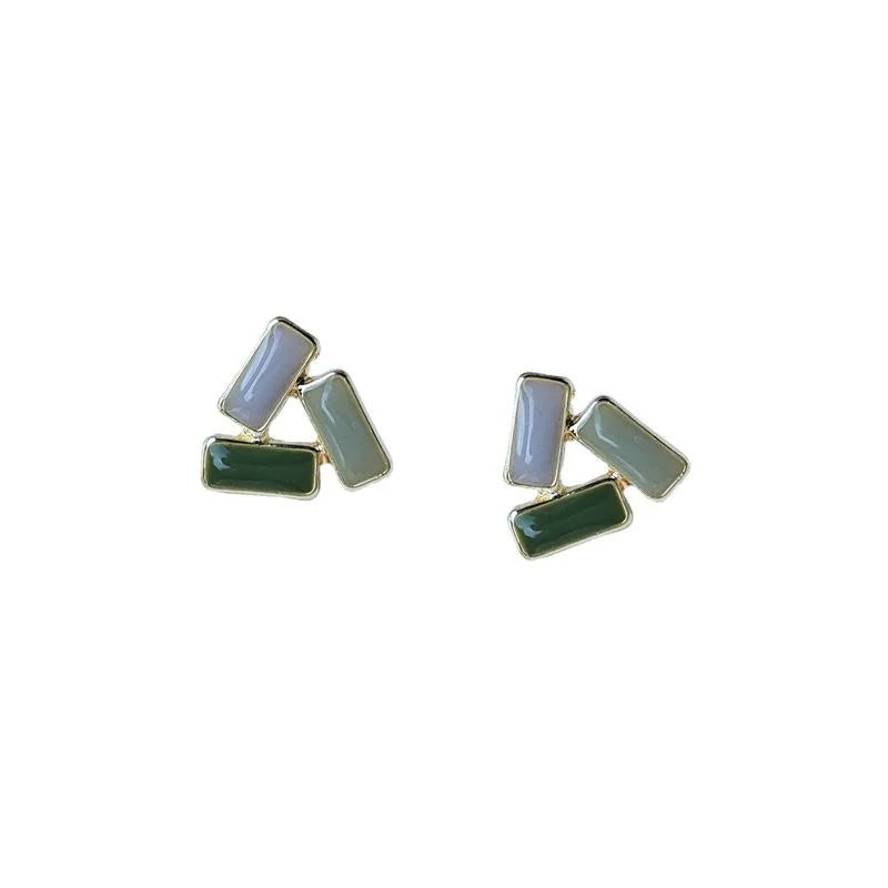 14K Gold Plated Alloy Gradient Enamel Water Drop Stud Earrings For Women