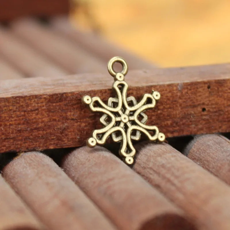 20x15MM Antique Silver Zinc Alloy Snowflake Charm Pendant Double Sided for DIY Necklace Bracelet Jewelry Making