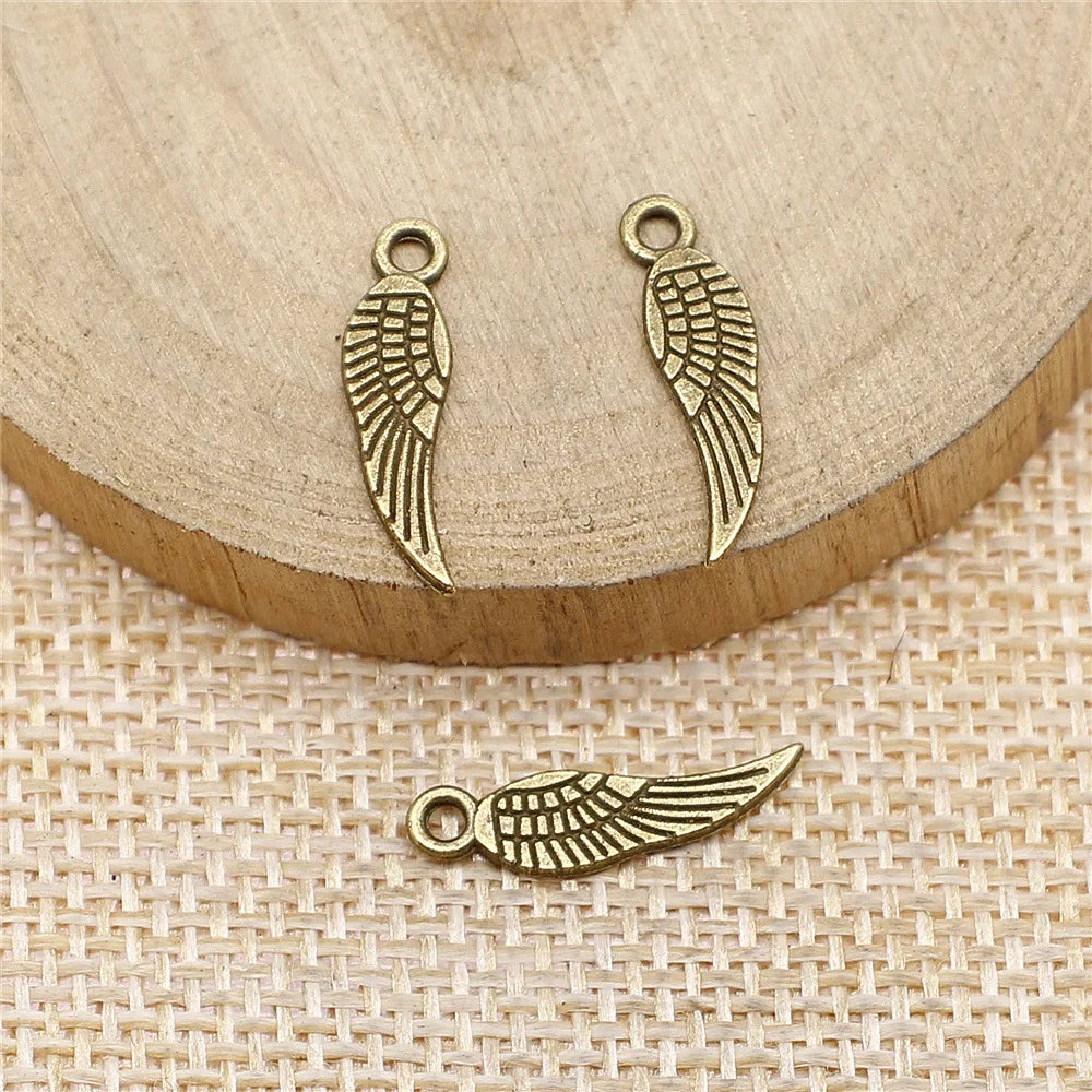 19mm 0.4g Zinc Alloy Wing Charm Pendant for DIY Necklace Bracelet Jewelry Making