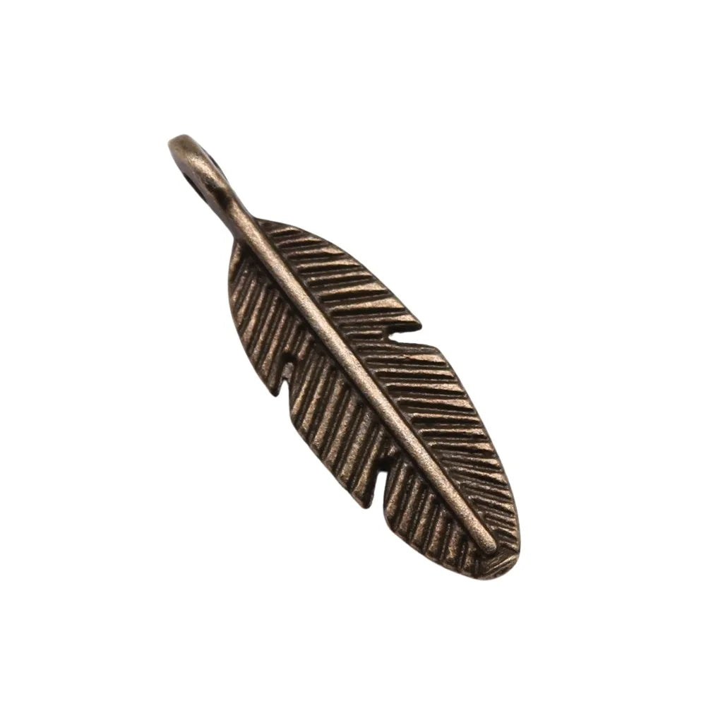 20x6mm 0.6g Multicolor Zinc Alloy Feather Charm Pendant for Necklace Bracelet Earring Making