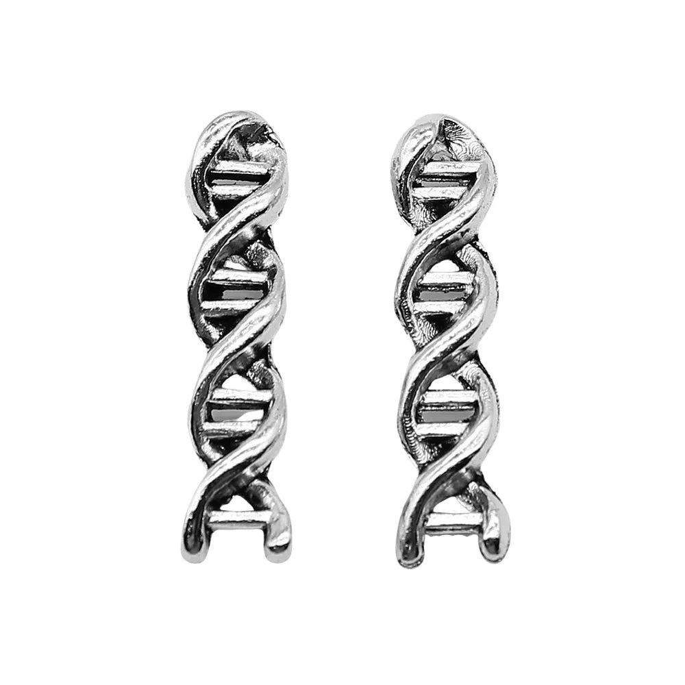 7x28mm 1.3g Antique Silver Zinc Alloy DNA Double Helix Charm Pendant for DIY Science Jewelry