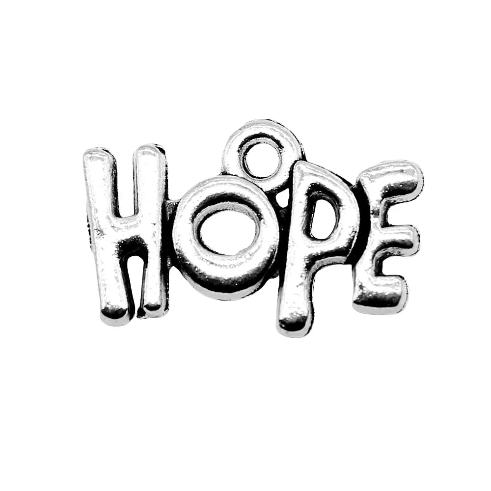 19x12mm 1.3g Antique Silver Zinc Alloy Hope Word Charm Pendant for Necklace Bracelet DIY Jewelry