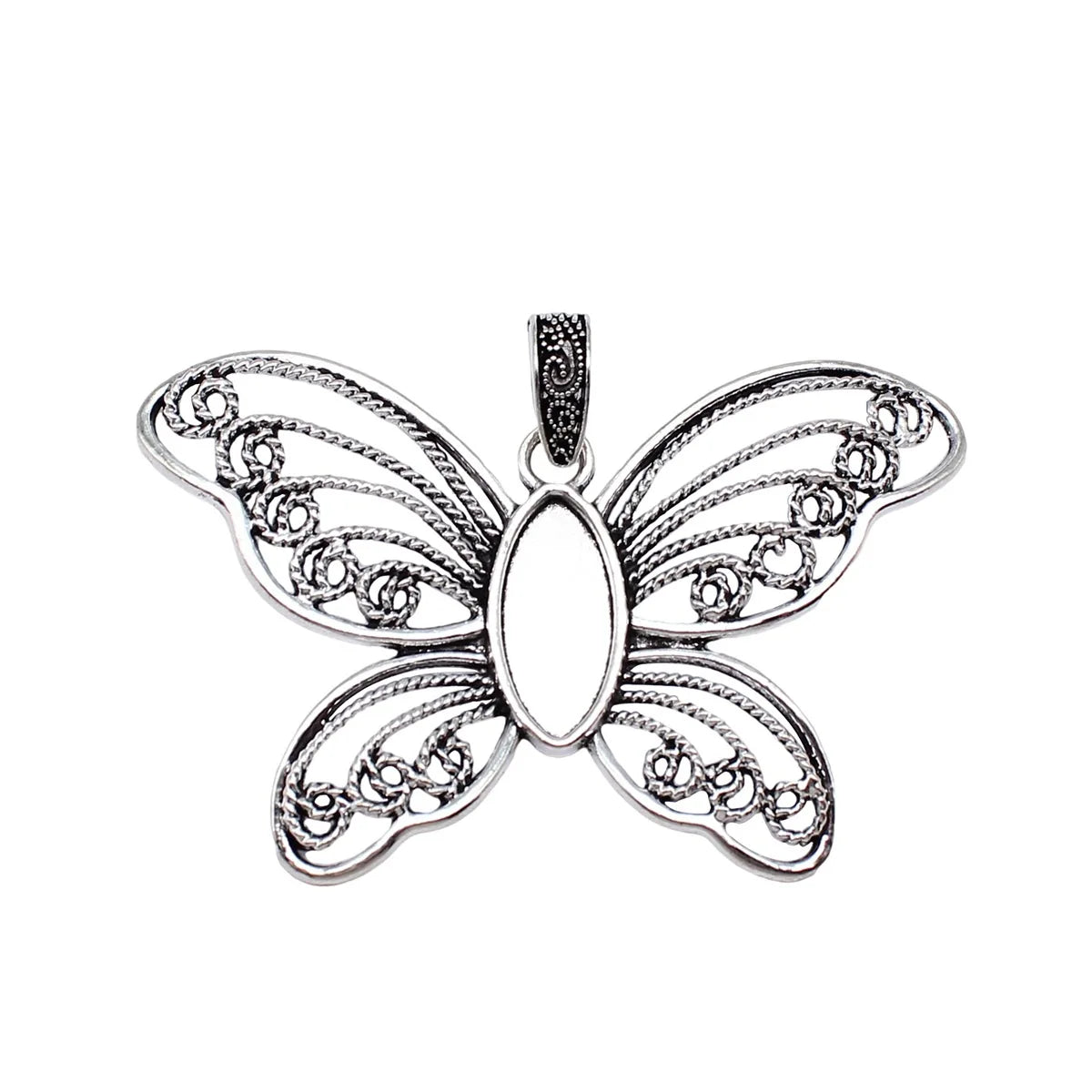 76x49mm 14.7g Antique Silver Zinc Alloy Butterfly Charm Pendant for DIY Necklace Bracelet Making