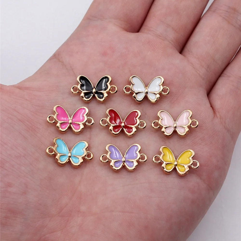 17.5x10.4mm 1g Multicolor Zinc Alloy Butterfly Connector Charm for DIY Bracelet Necklace Jewelry Making