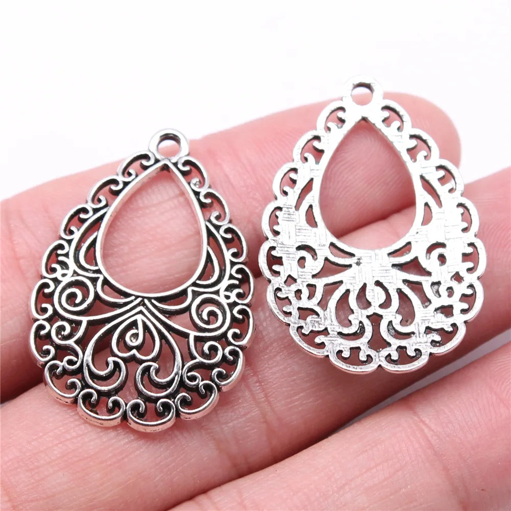34x24mm 2.7g Multicolor Zinc Alloy Teardrop Earring Charms for DIY Earrings and Pendant Jewelry