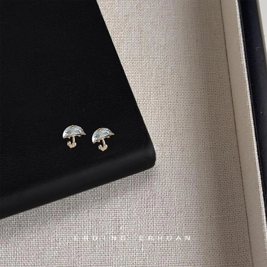 14K Gold Plated Copper Mini Pave Zircon Heart Star Cross Geometric Drop Earrings