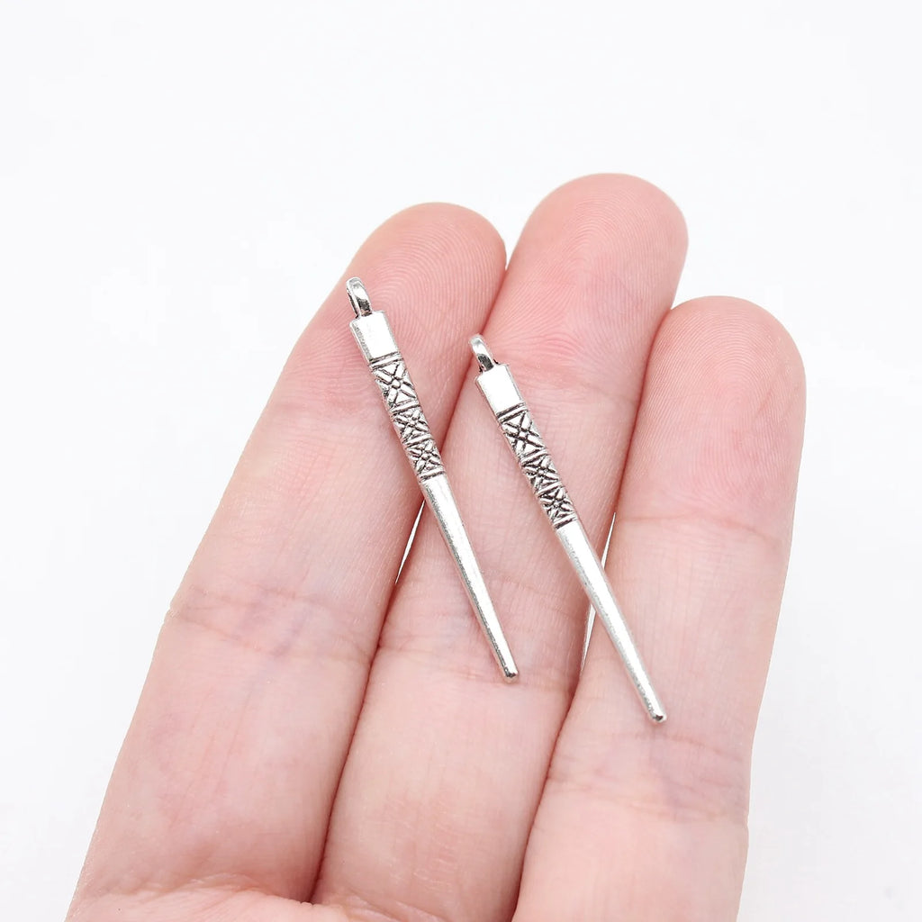 35x3.2mm 0.77g Antique Silver Zinc Alloy Cone Charm Pendant for DIY Necklace Bracelet Jewelry Making