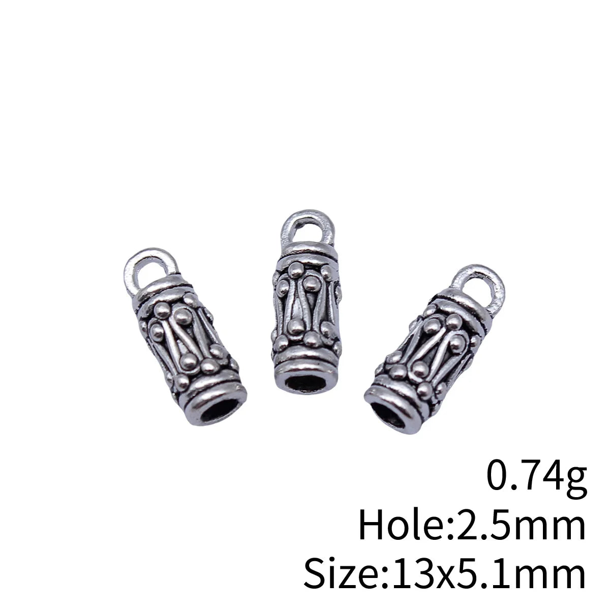 13x5.1mm 0.74g Antique Silver Zinc Alloy Weight Shape Tassel Cap Bead End Findings for DIY Jewelry