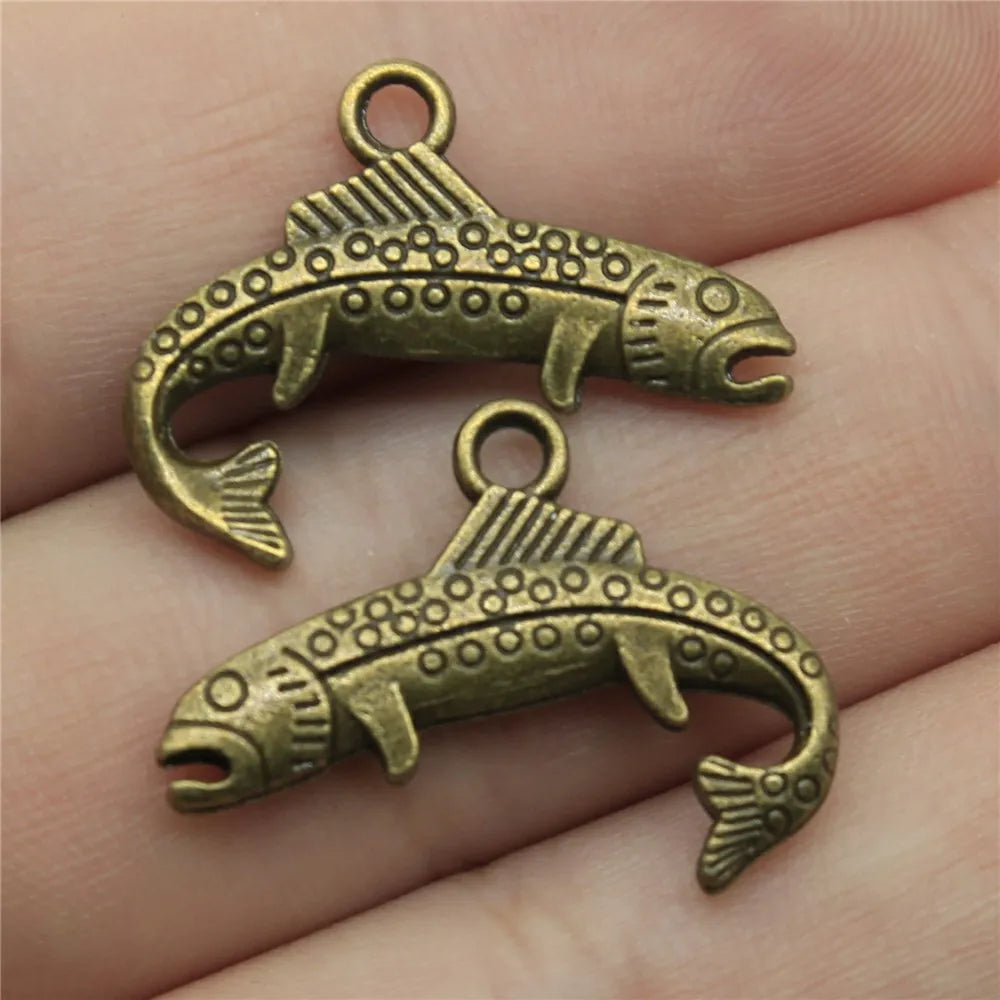 24x18mm 1.9g Multicolor Zinc Alloy Fish Charm Pendant for Ocean Theme Necklace Bracelet DIY Making