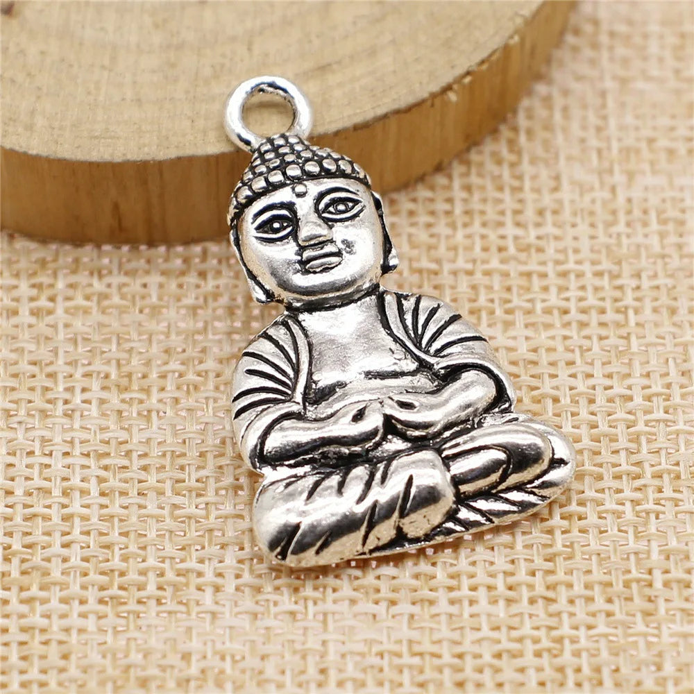 39x23mm 11.8g Multicolor Zinc Alloy Buddha Statue Charm Pendant for DIY Necklace Bracelet Making