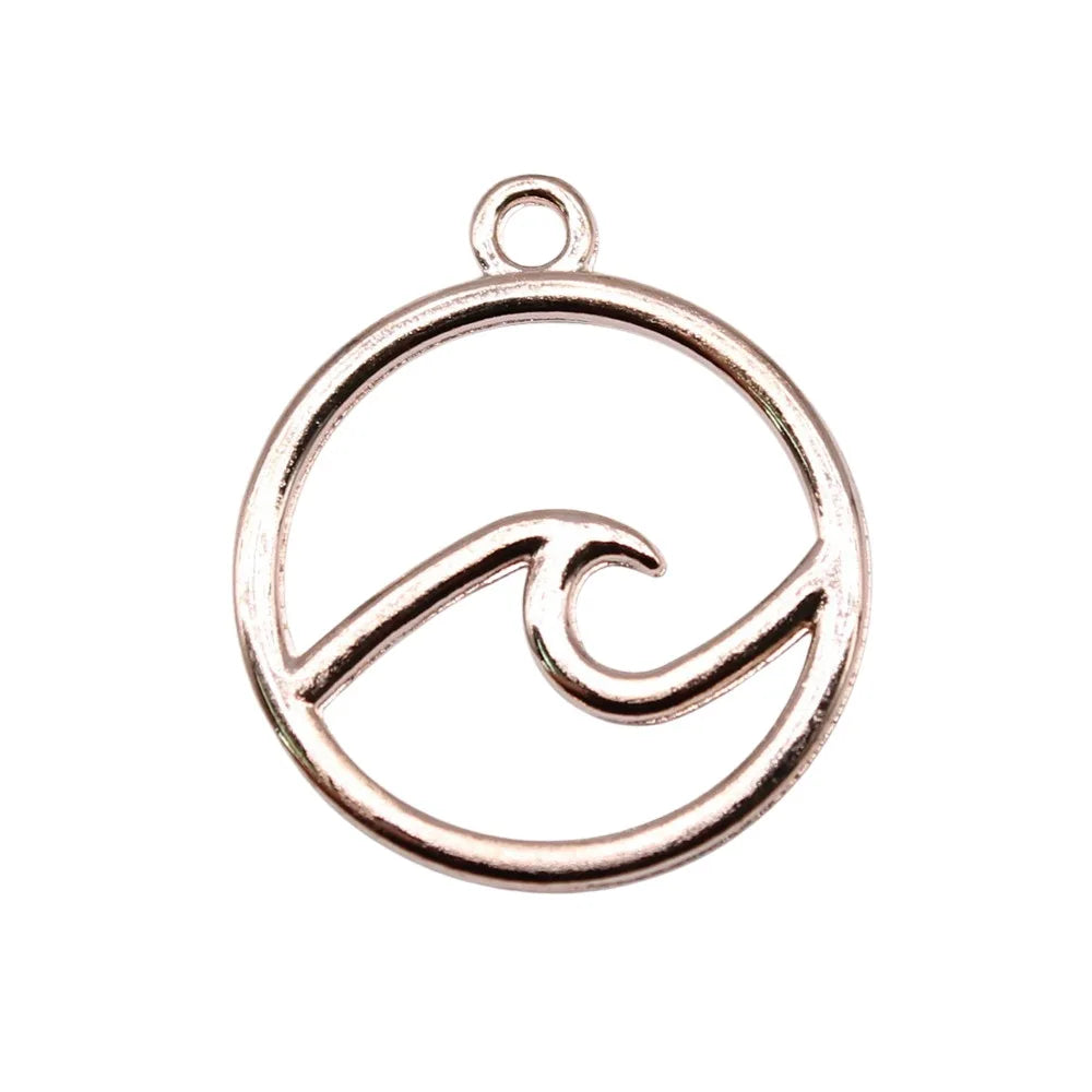 20x20mm 1.1g Multicolor Zinc Alloy Ocean Wave Charm Pendant for DIY Necklace Bracelet Jewelry Making
