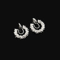 Vintage Spiral Coil Rhinestone Hoop Stud & Clip On No Piercing Minimalist Silver Alloy Earrings