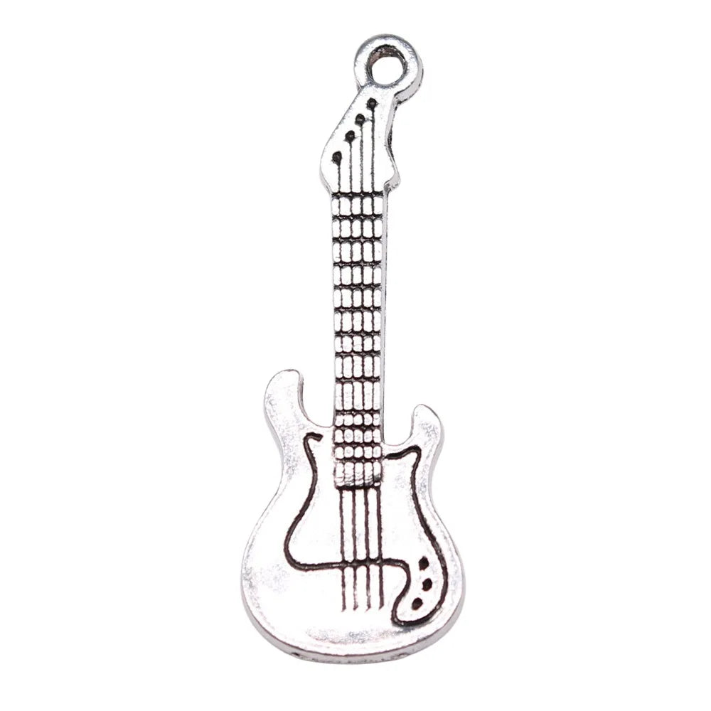 41x14mm 2.26g Antique Silver Zinc Alloy Electric Guitar Charm Pendant for DIY Music Jewelry Making