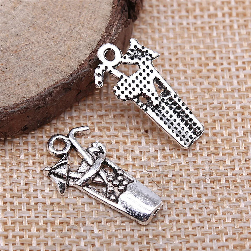13x23mm 1.2g Antique Silver Zinc Alloy Juice Drink Charm Pendant for DIY Bracelet Necklace Making