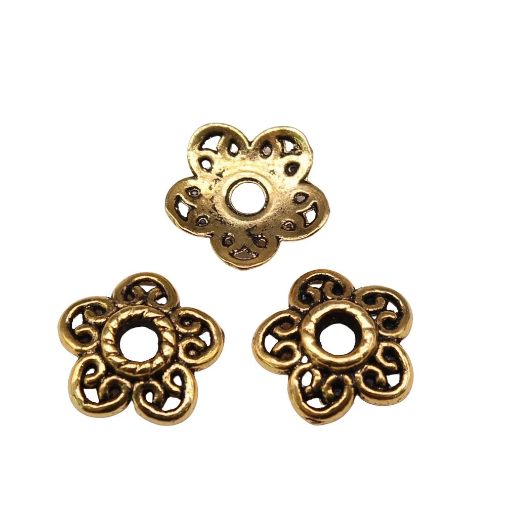 11x11x3mm 0.5g Multicolor Zinc Alloy Flower Bead Cap Jewelry Findings for DIY Bracelet Necklace Making