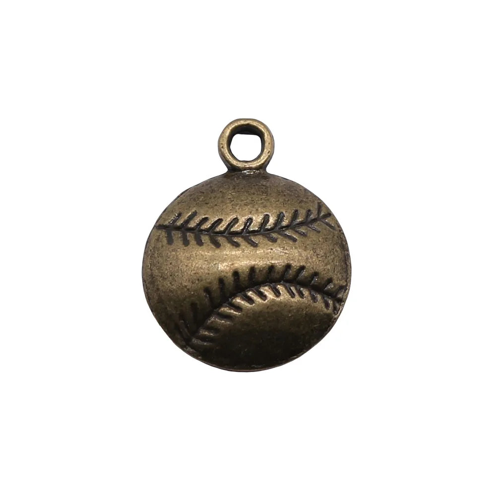 15x15mm 1.2g Multicolor Zinc Alloy Baseball Charm Pendant for DIY Sports Theme Jewelry Making