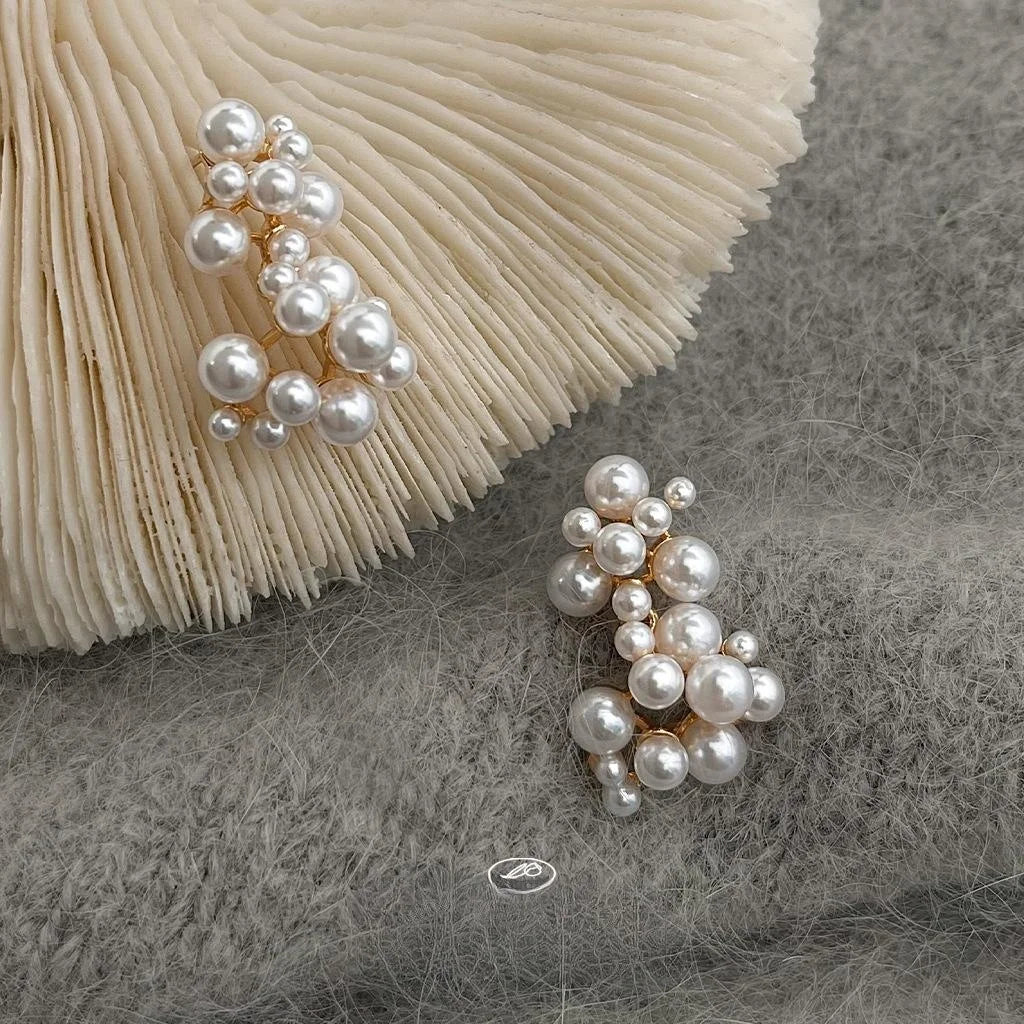 Light Luxury 14K Plated Pearl Tassel Constellation Drop Earrings With Copper