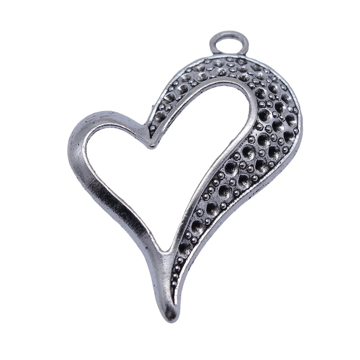 46x35mm 4.6g Antique Silver Zinc Alloy Heart Charm Pendant with Rhinestone Setting for Necklace DIY