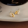 Minimalist Mini Capsule Zircon Stud Earrings Copper Geometric Jewelry