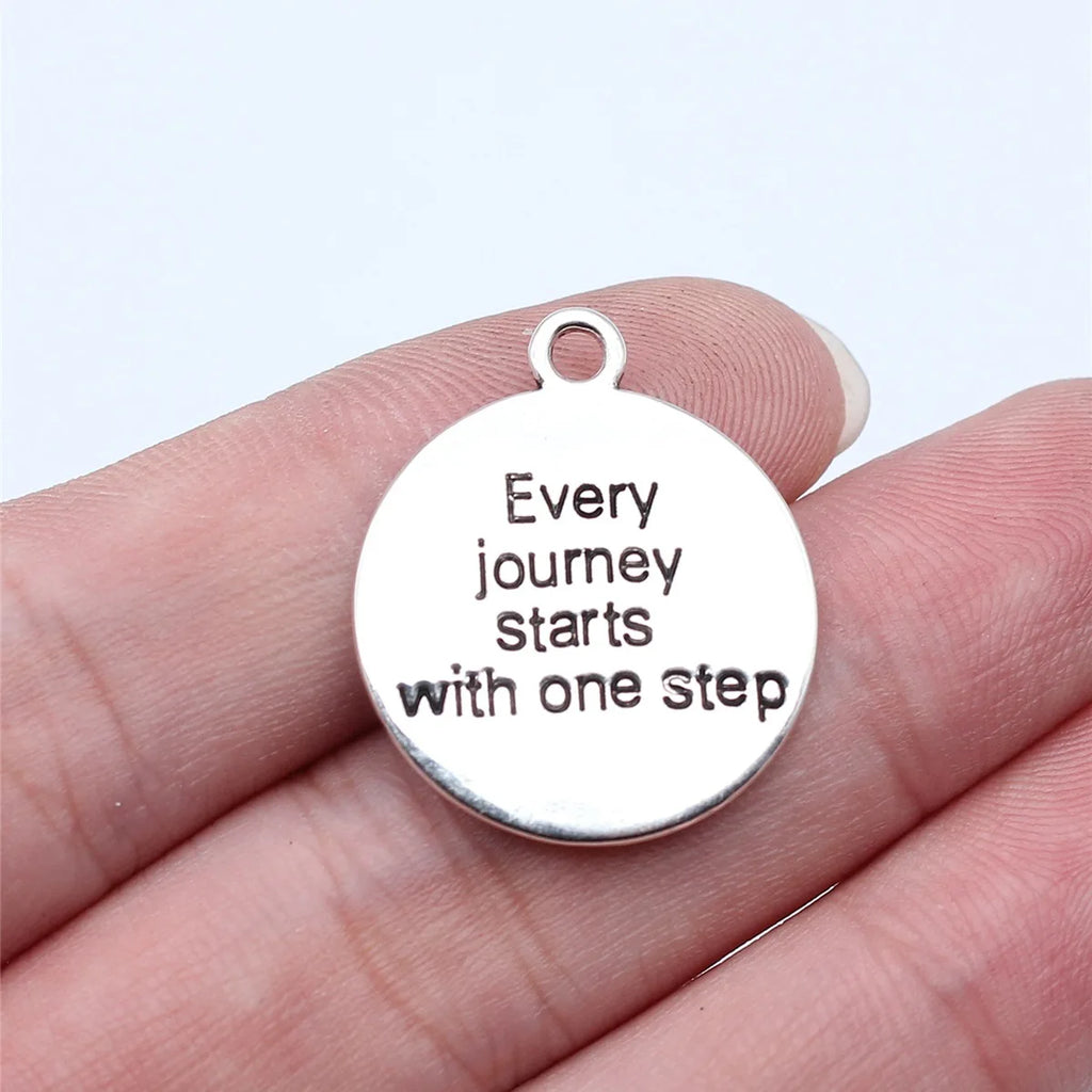 21x28mm 2.8g Zinc Alloy Every Journey Travel Word Tag Charm Pendant for Bracelet Necklace Making