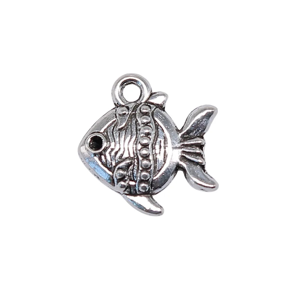 15x14x4mm 1.6g Antique Silver Zinc Alloy Tropical Fish Charm Pendant for DIY Bracelet Necklace Making