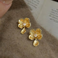Vintage Floral Micro Pave Zircon Copper Drop Earrings