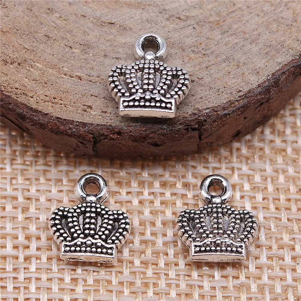 11x10mm 0.9g Antique Silver Zinc Alloy Crown charm pendant for DIY necklace bracelet jewelry making