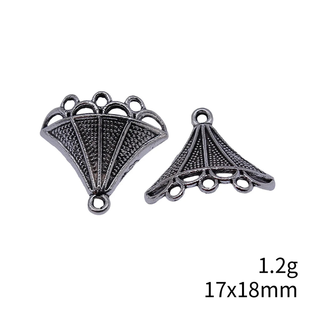 17x18mm 1.2g Antique Silver Zinc Alloy Fan Shape Connector Charm for DIY Bracelet and Earring Making