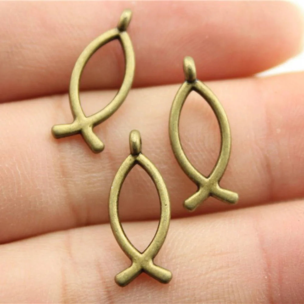 20x8mm 0.6g Multicolor Zinc Alloy Cross Fish Charm Pendant for Ocean Theme Jewelry Making