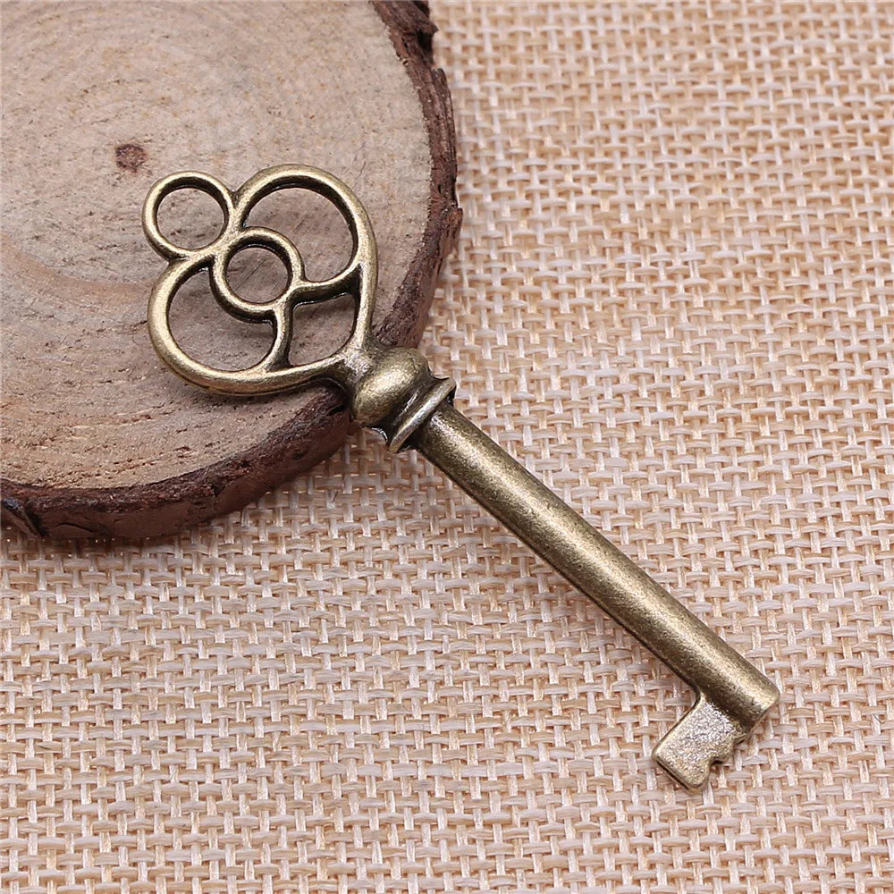 60mm 4.7g Multicolor Zinc Alloy Key Charm Pendant for DIY Necklace Bracelet Jewelry Making